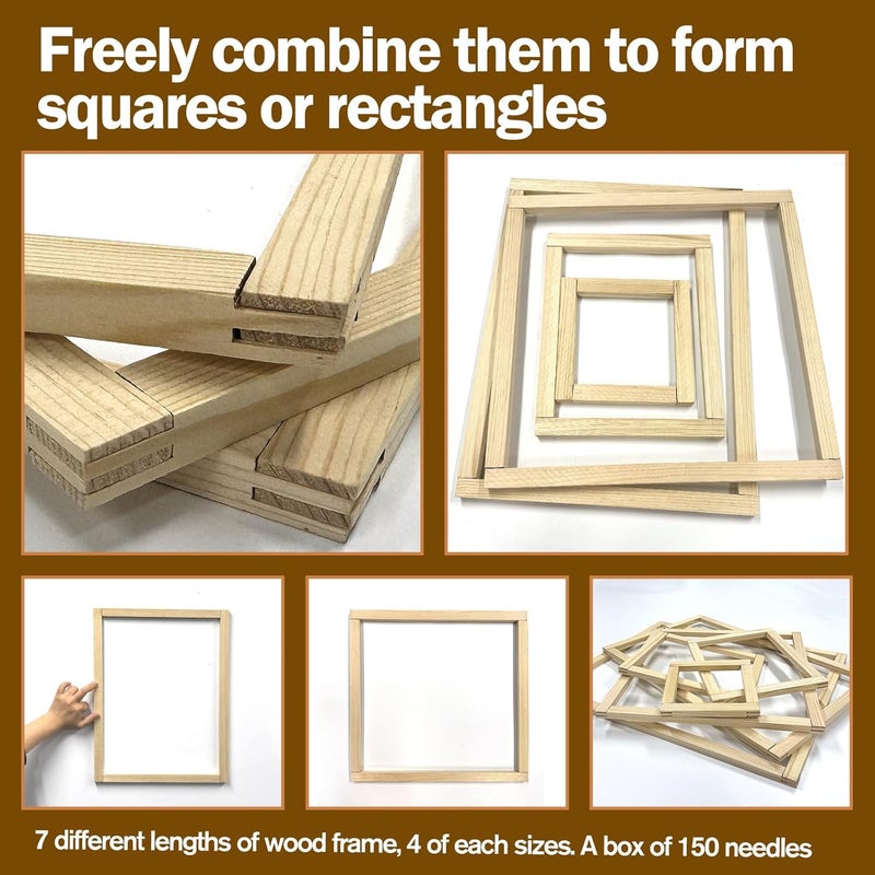 Wibeelee 7 Lengths Wood Canvas Frames Kits, Total 28 Pcs Needlepoint Stretcher Bars for Needlework Embroidery Oil Painting Posters Art Supplies (6/8/10/12/14/16/20inch) - Image 4